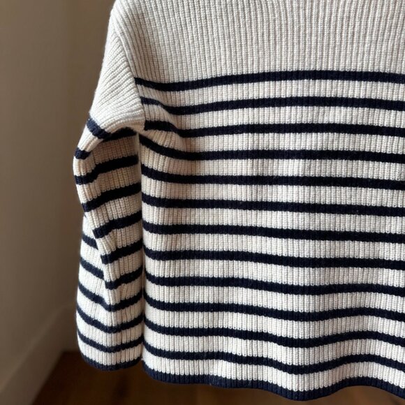 Rails Claudia Stripe Sweater Medium Mock Neck Ribbed Pullover knit Cream Navy - Picture 11 of 13